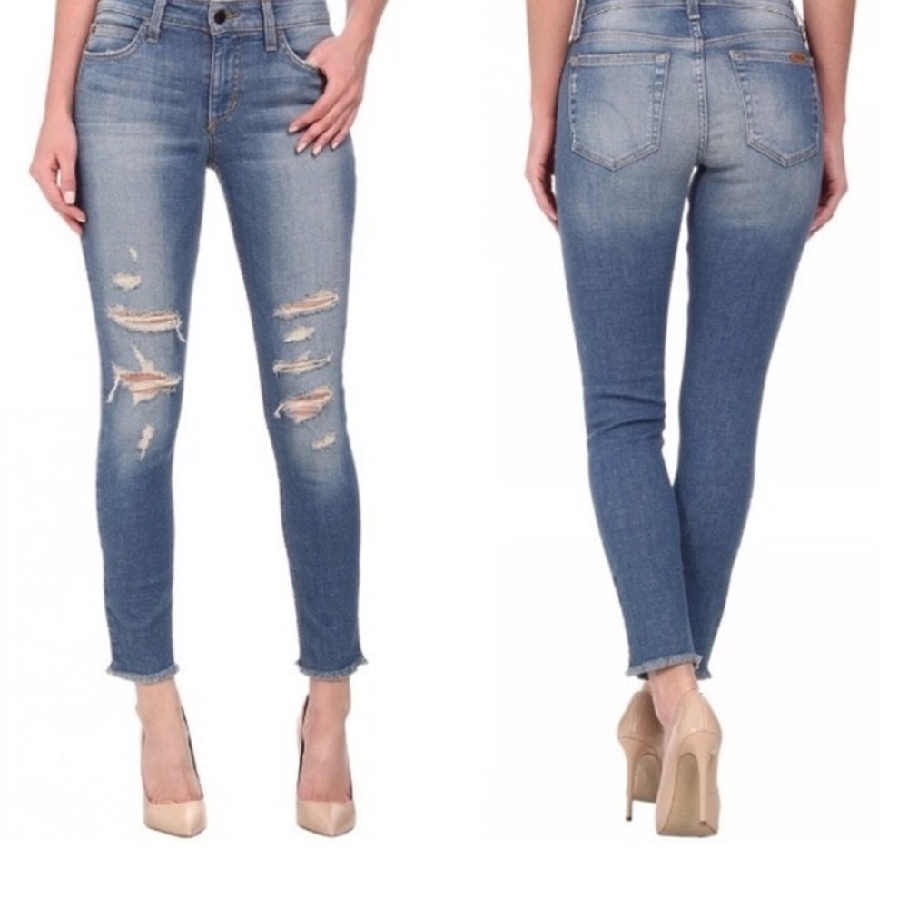Joe's Jeans Gretchen Blue Distressed Ankle Cropped Jeans Women’s Size 29